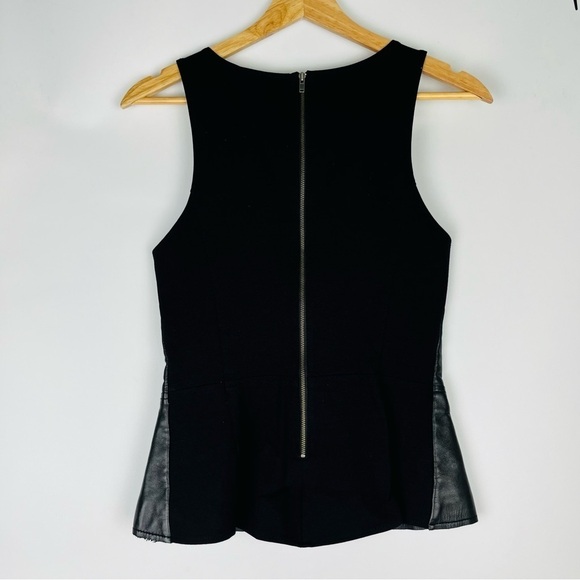 Halogen Black Leather Front Knit Back Peplum Blouse - Picture 7 of 7